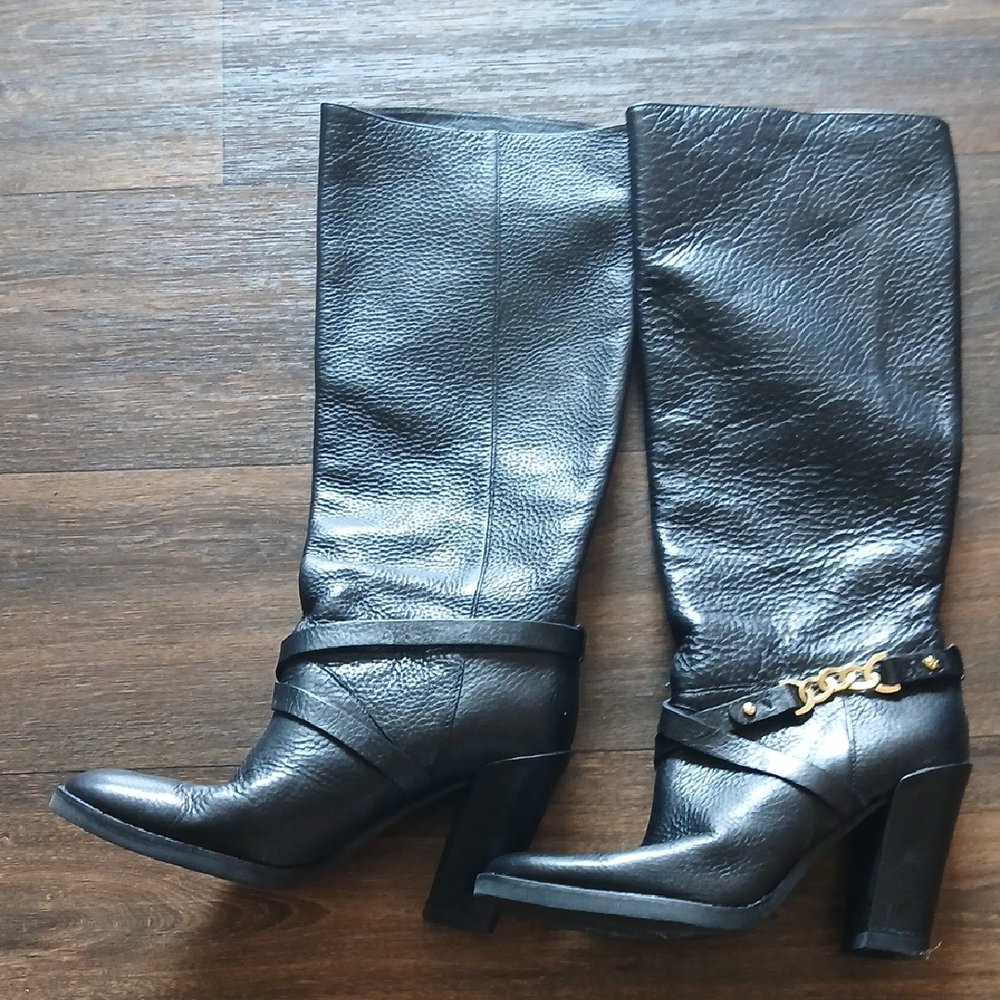 Kate Spade Black Leather Long Boots Size 8
